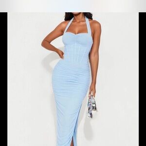 NWT Elegant Blue Halter Dress XL